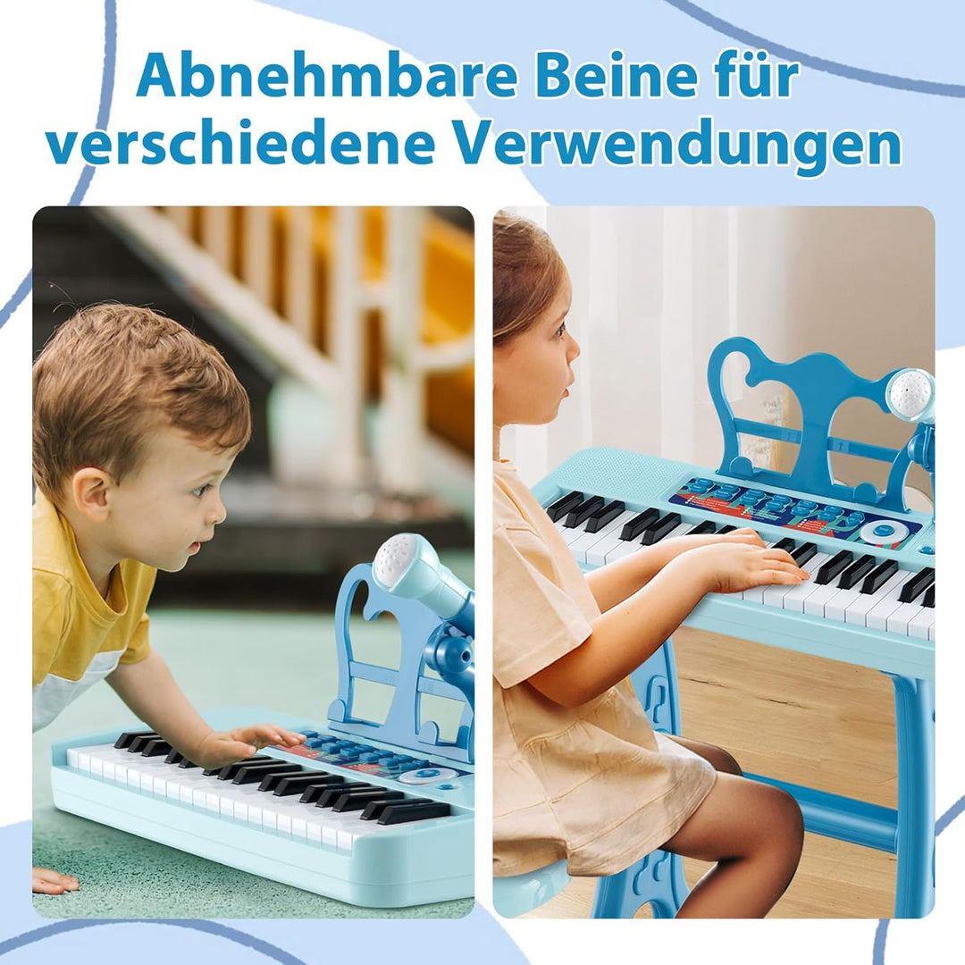 COSTWAY 37 Tasten Kinder Keyboard, Kinderklavier elektronisch mit Hocker, Mikrofon & Notenständer, K