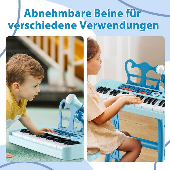 COSTWAY 37 Tasten Kinder Keyboard, Kinderklavier elektronisch mit Hocker, Mikrofon & Notenständer, K