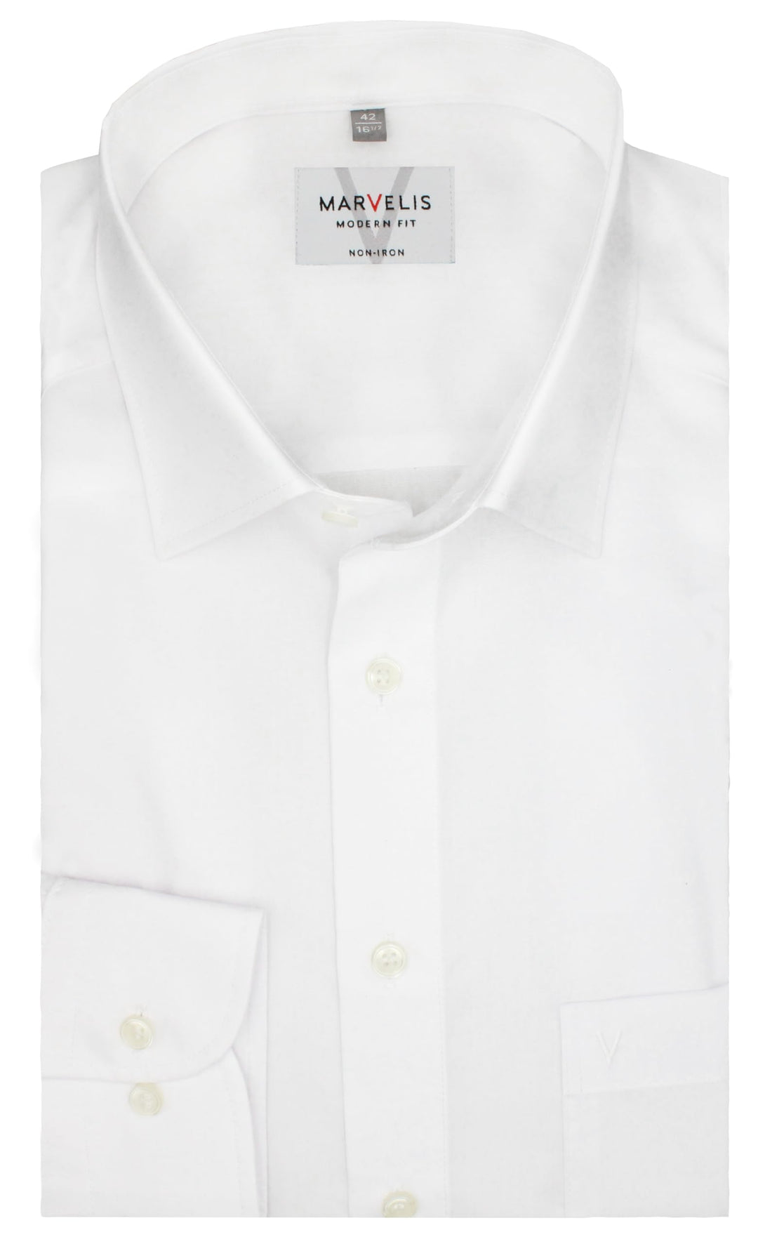 Marvelis Hemd, Weiss, Schwarz, Modern Fit, Bügelfrei, Knitterfrei, 100% Baumwolle, New Kent Kragen,