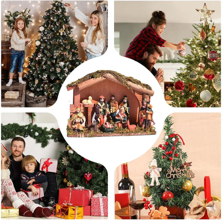 Weihnachtskrippen Figuren aus Resin | Jesus Geburtsfiguren Dekoration | Weihnachtskrippen Set aus Ho