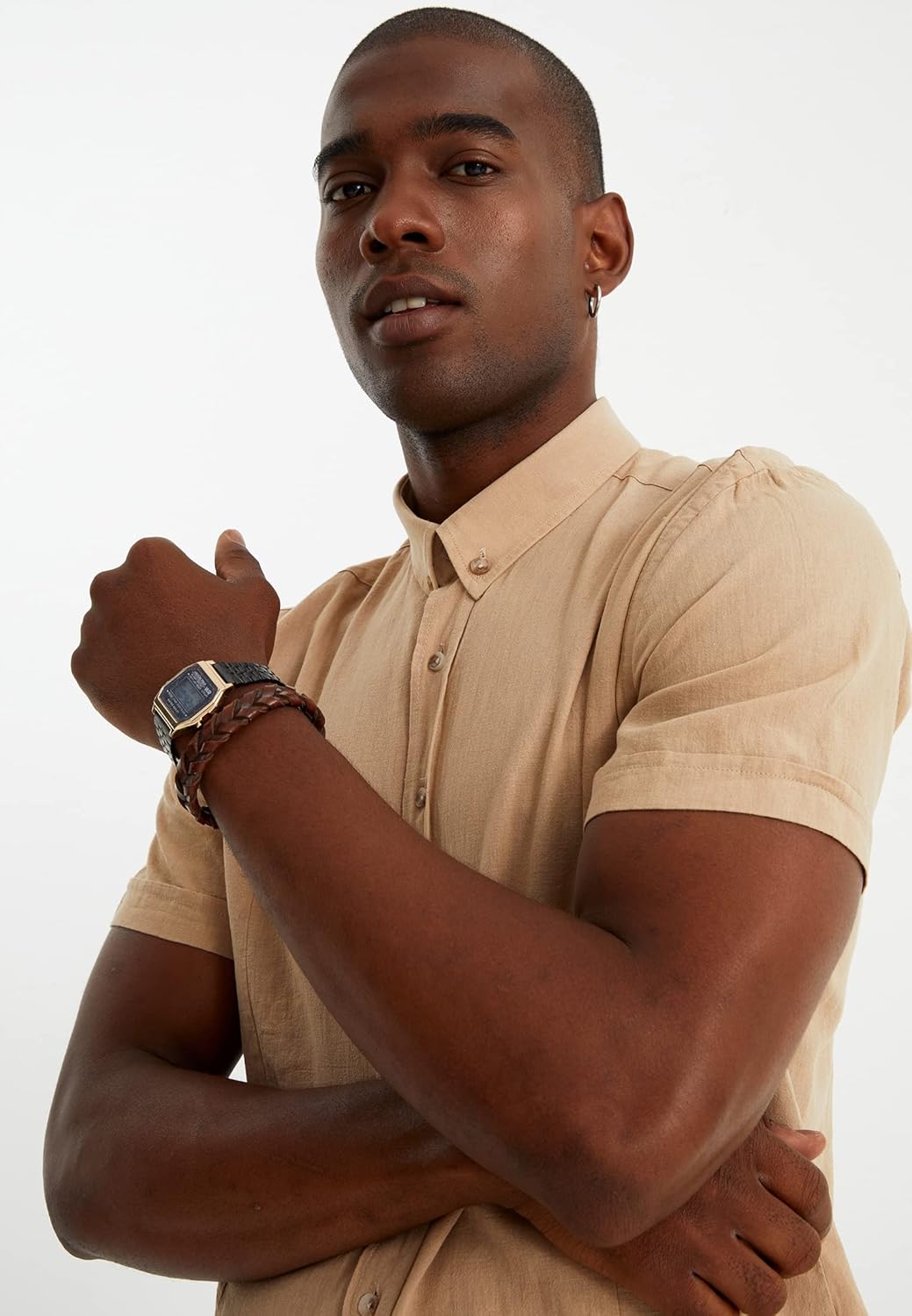 Leif Nelson Leinenhemd Herren Sommer Kurzarm/Leinen Hemd für Freizeit und Business/Gemischt aus Lein