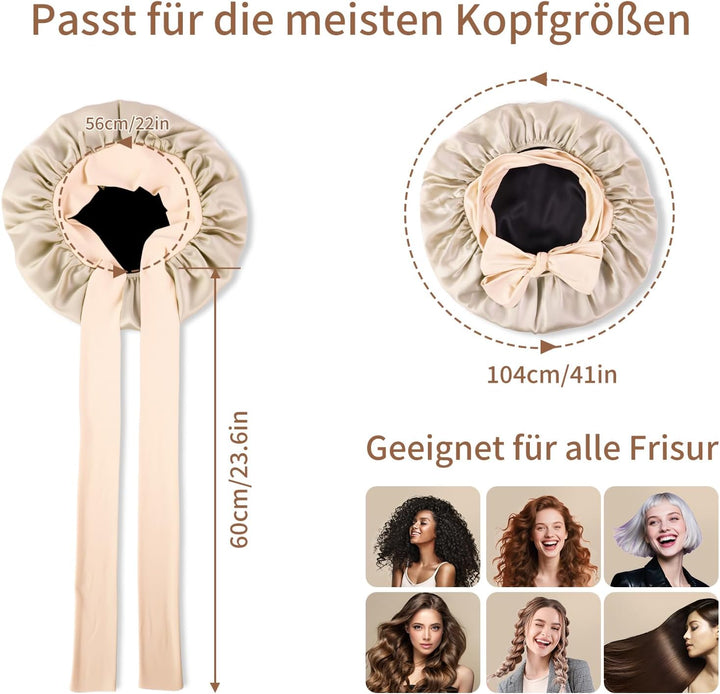 Seidenhaube zum Schlafen, 100% Maulbeerseide Haarhaube, 22 Momme Doppellagig Beidseitig Nutzbar, Sch