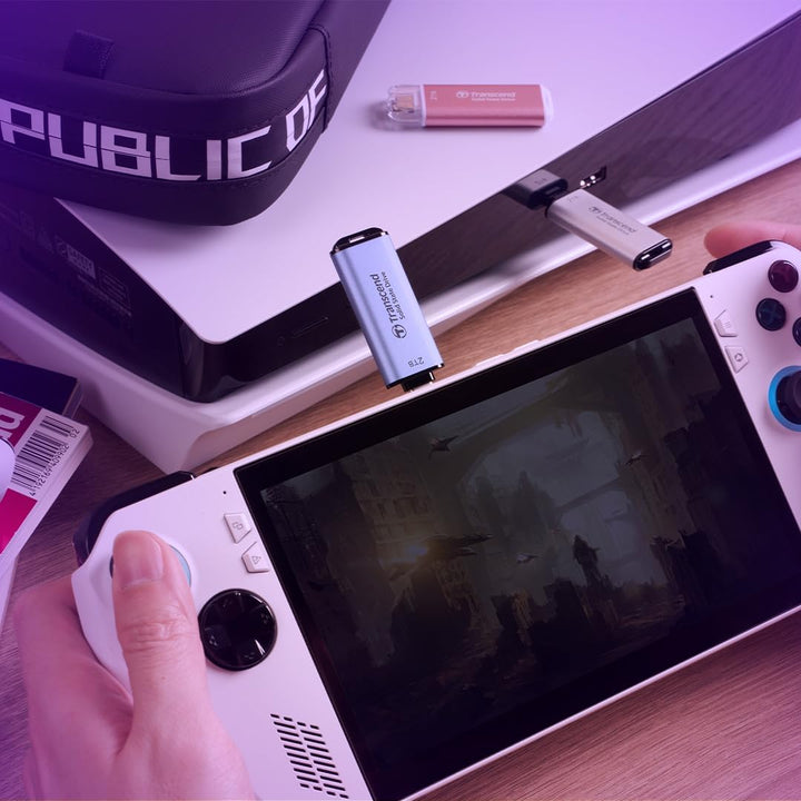 Transcend Portable SSD ESD300C 512GB USB Typ-C 10 Gbit/s PS4/PS5-kompatibel, Blau – TS512GESD300C