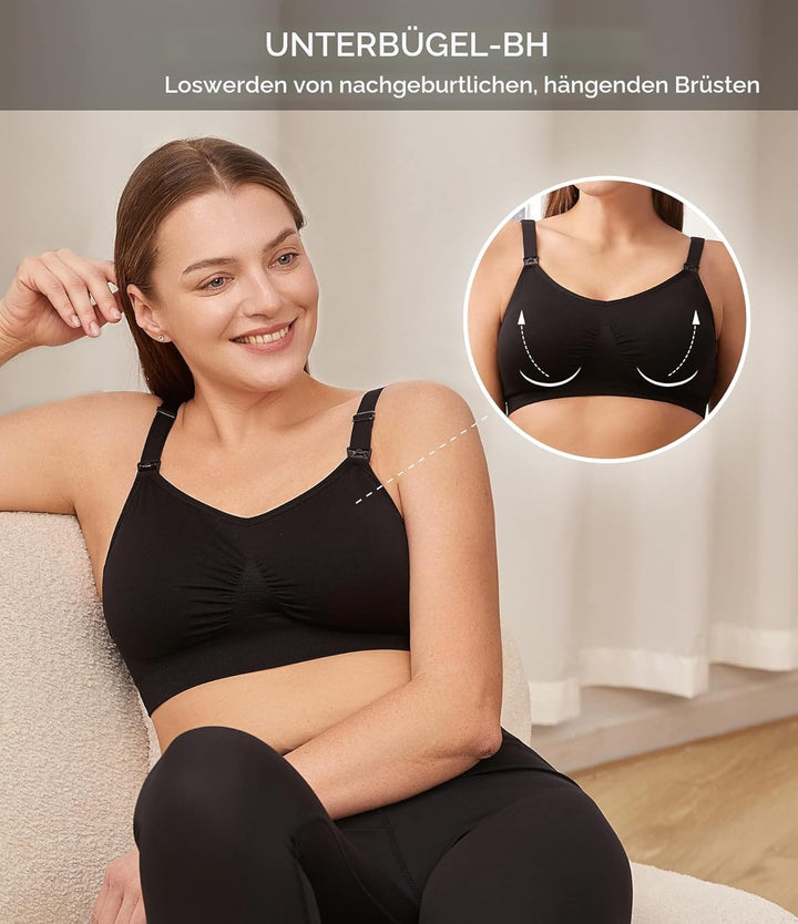 HOFISH Schwangerschafts-BHs, Bralette, Grösse S-XXL, mit extra BH-Verlängerungen und Clips, 3 Stück,