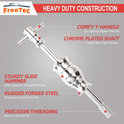 FreeTec 16 tlg Innenlager Abzieher Grundloch Lagerabzieher Werkzeug mit Gleithammer Satz (Rot), Rot