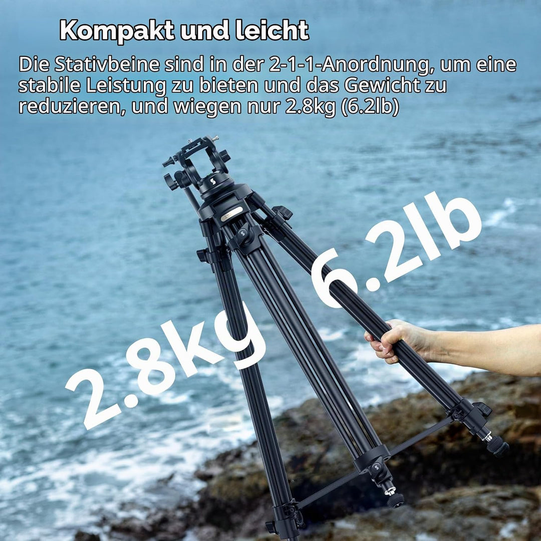 SMALLRIG 62" Videostativ mit 360° Fluidkopf, leichtes Kamerastativ aus Aluminiumlegierung mit QR-Pla