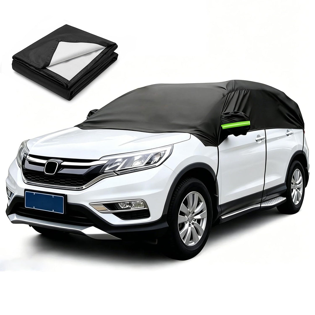 Auto Halbgarage Schwarz,Wasserdicht 210D Universal Halbgarage für SUV für Auto Allwetterschutz vor R