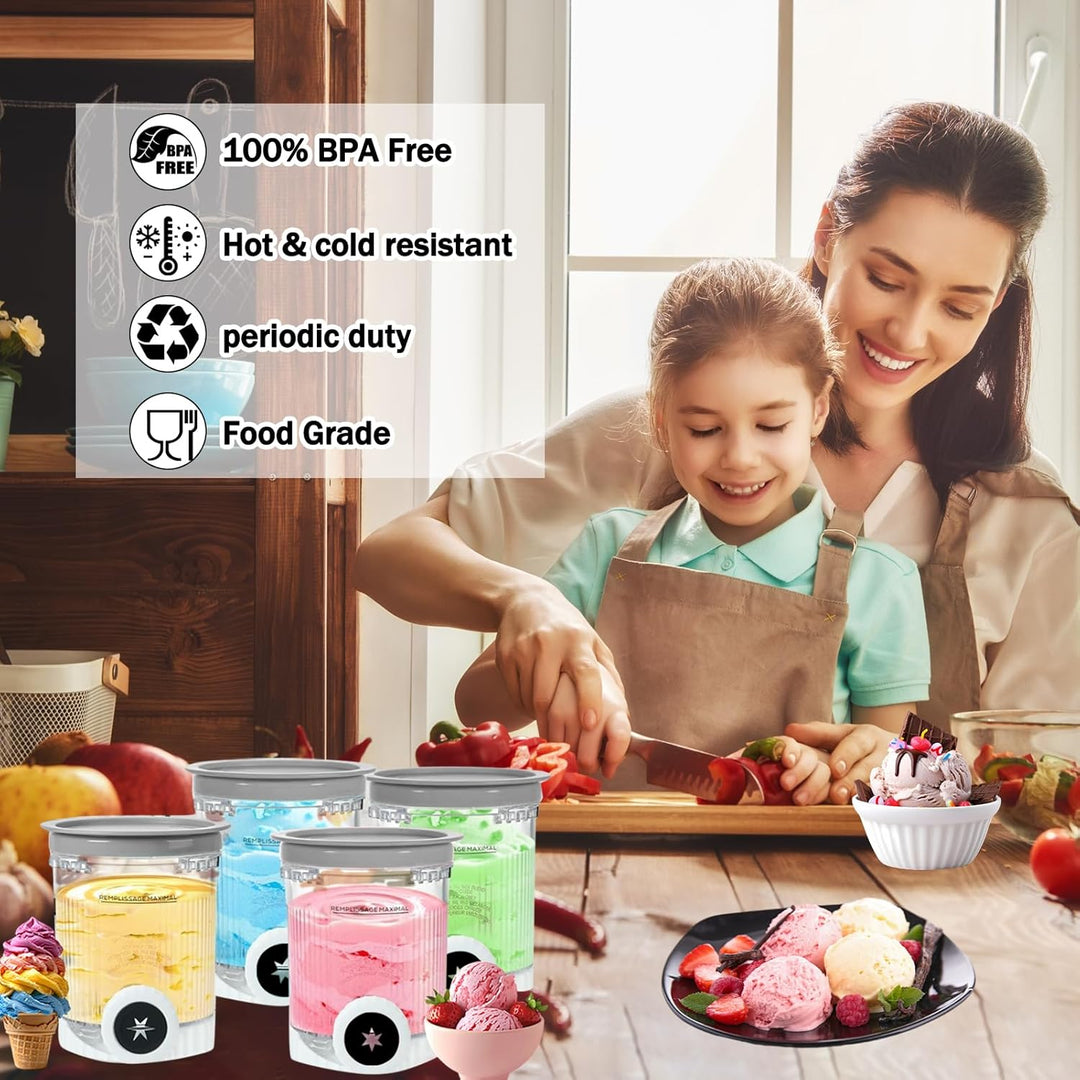 4 Stück Ersatz für Ninja Creami Swirl Behälter NC701EU 480ML BPA-Frei und Spülmaschinenfest Becher k