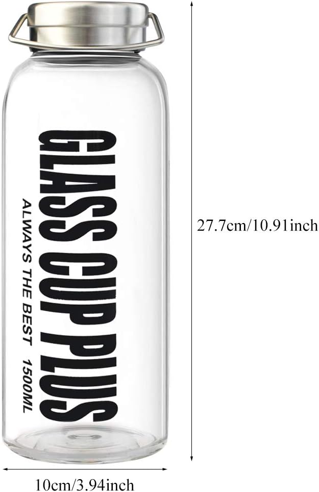 1.5 Liter Sport Borosilikat Trinkflasche Tragbare Glas Wasserflasche von kalten Heissgetränken mit E