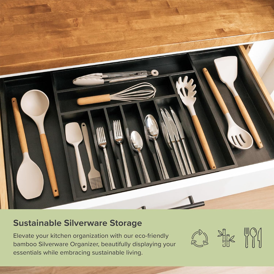 KitchenEdge Plateau à couverts et organisateur d'ustensiles pour tiroirs de cuisine, extensible jusq