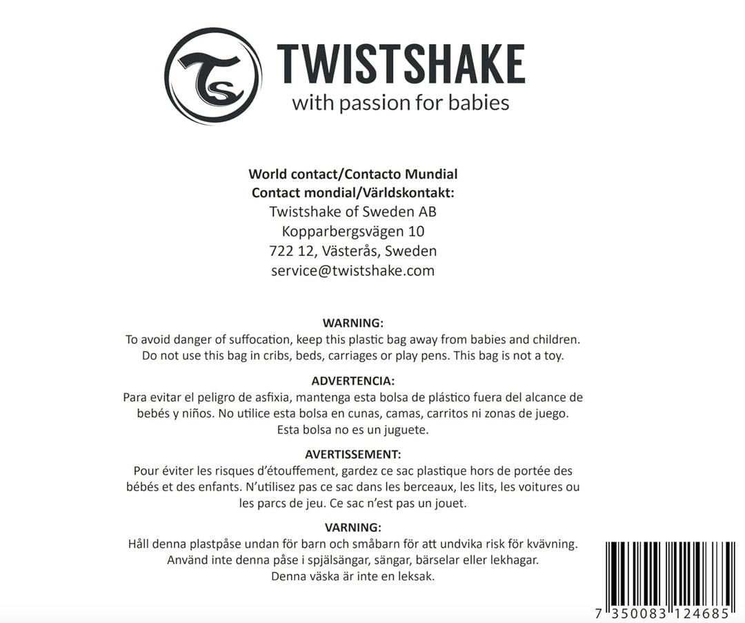 Twistshake Wickeltasche 15 L mit Wickelunterlage und Babyflaschenfächer, Schwarz, Wickeltasche 15 L