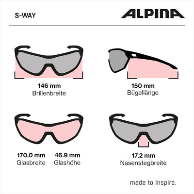 ALPINA S-WAY V - Selbsttönende, Bruchfeste & Beschlagfreie Sport- & Fahrradbrille Mit 100% UV-Schutz