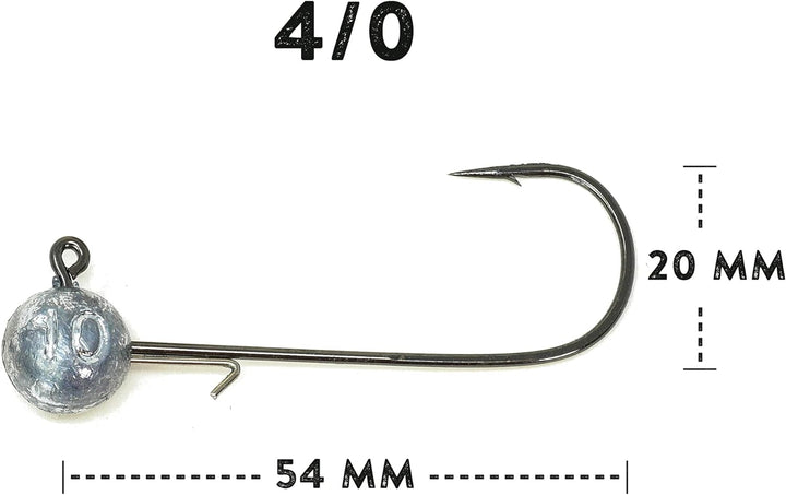 Zanderfang – Jigköpfe Angelhaken-Set Jighaken – Jigkopf Grösse 2/0 und 4/0 für Gummiköder von 8cm bi