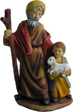 Unbekannt Krippenfiguren Alter Mann mit Junge, geeignet für 15cm Figuren