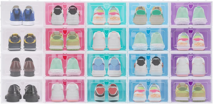 20er Pack mehrfarbig Schuhbox Aufbewahrung, Faltbare Display Box Container Schrank Regal Schuh Organ