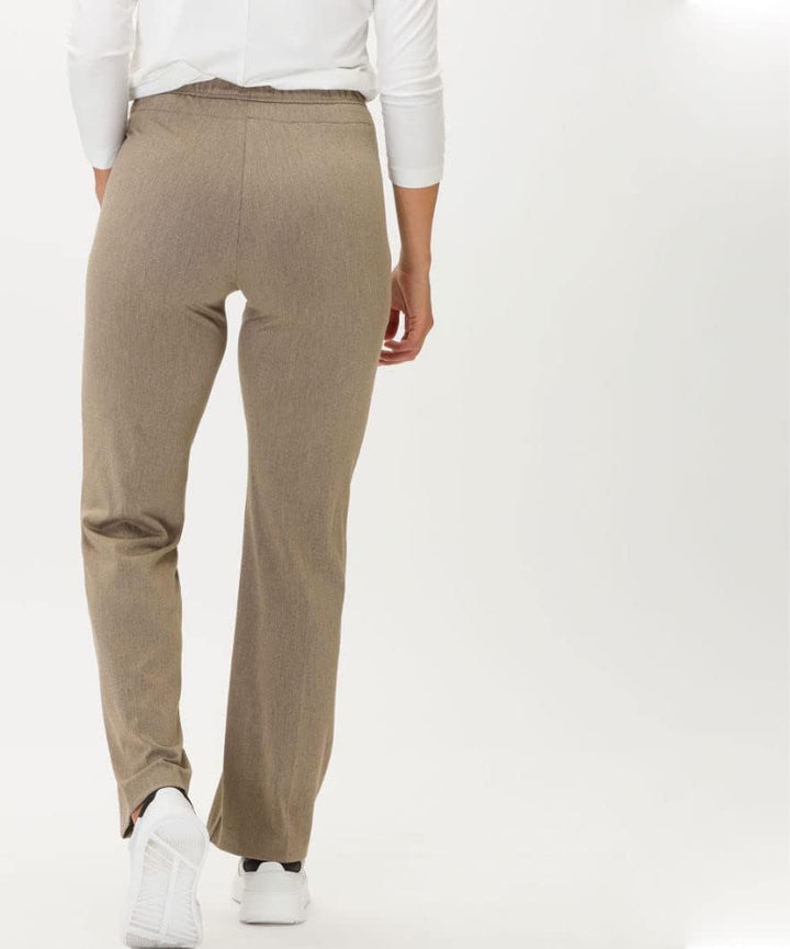 Damen Style Peggy Flared Sportive Fishgrat Slim Hose 40 Camel Brown, 40 Camel Brown