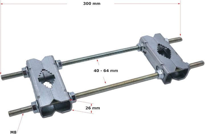 Doppelschellen Set für HQ Stahl Mastschelle 30cm - Rohr- oder Masthalterung bis 64mm aus verzinktem