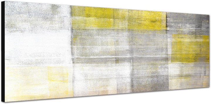 Paul Sinus Art Panoramabild auf Leinwand und Keilrahmen 120x40cm Malerei Kunst abstrakt gelb grau