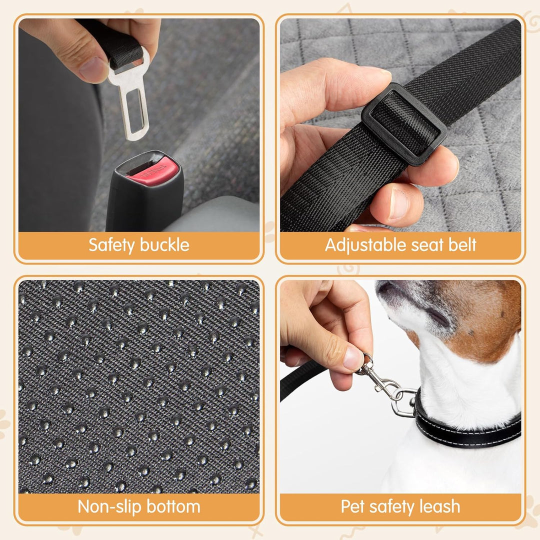 Todeco Hunde Autositz für Grosse und Mittlere Hunde, Waschbar und Abnehmbar Hundesitz Auto mit Siche