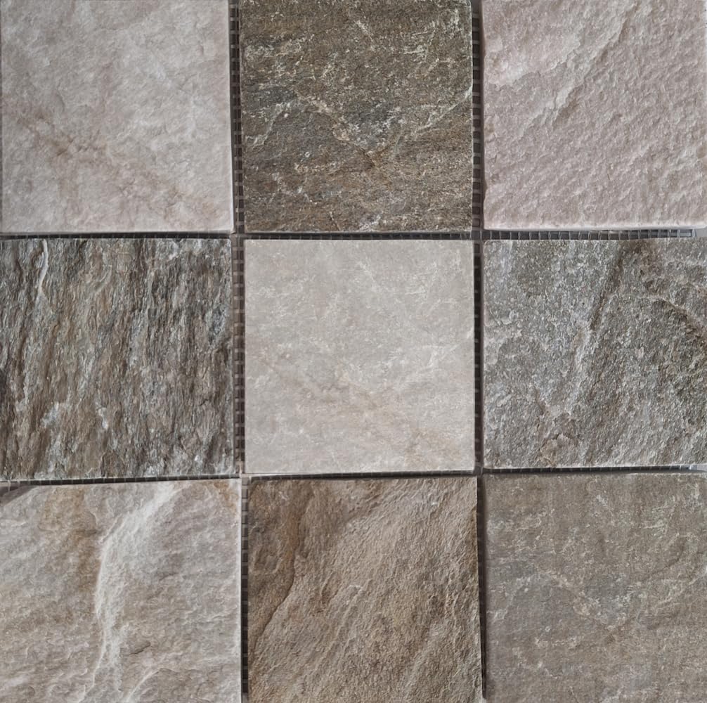 Mosaik Brick Quarzit beige/grau Quarzit Naturstein Küche, Mosaikstein Format: 100x100x10 mm, Bogengr