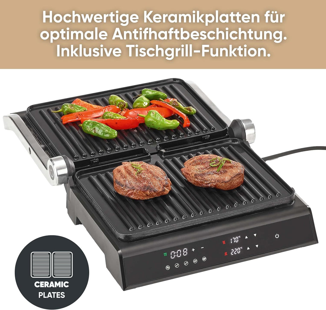 SEVERIN SEVINI Comfort für Fleisch, Fisch & Gemüse, digitaler Sandwich-Maker für fettfreies Grillen
