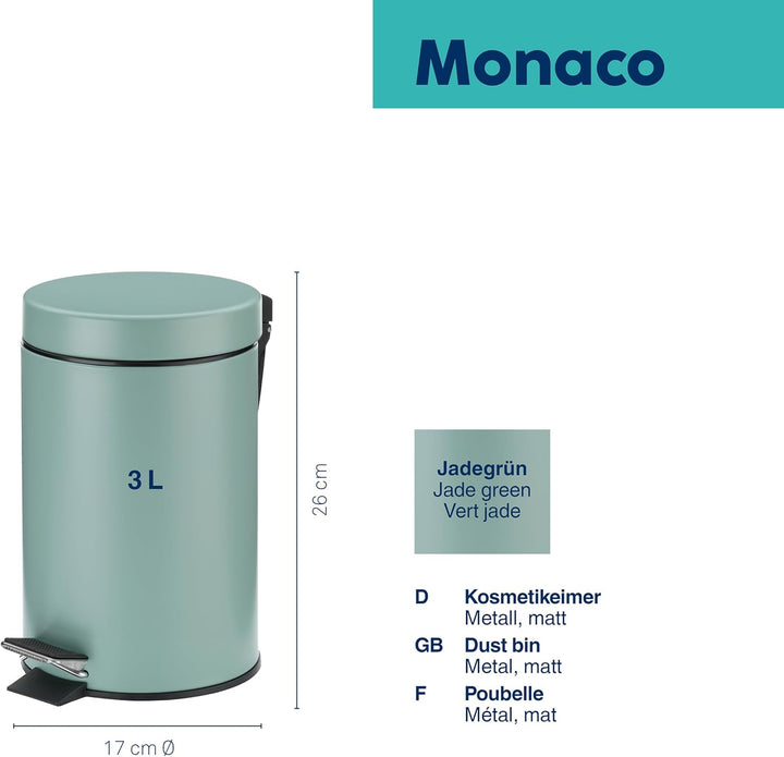 kela Kosmetikeimer grün 3l, Metall Tretmülleimer Badezimmer, Badmülleimer mit Inneneimer und Tragehe