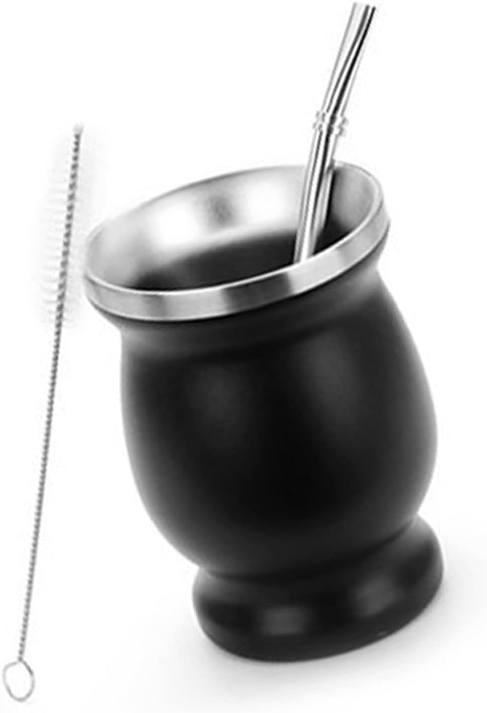 Yerba Mate Becher, Edelstahl Mate Becher Mit Reinigungsbürste Schwarzer Yerba Mate Strohhalm Mate Te
