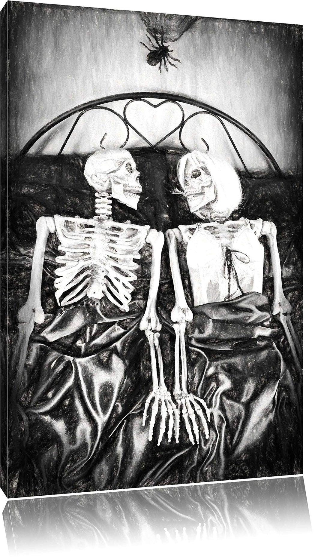 Horror Paar Kohle Effekt, Format: 100x70 auf Leinwand, XXL riesige Bilder fertig gerahmt mit Keilrah