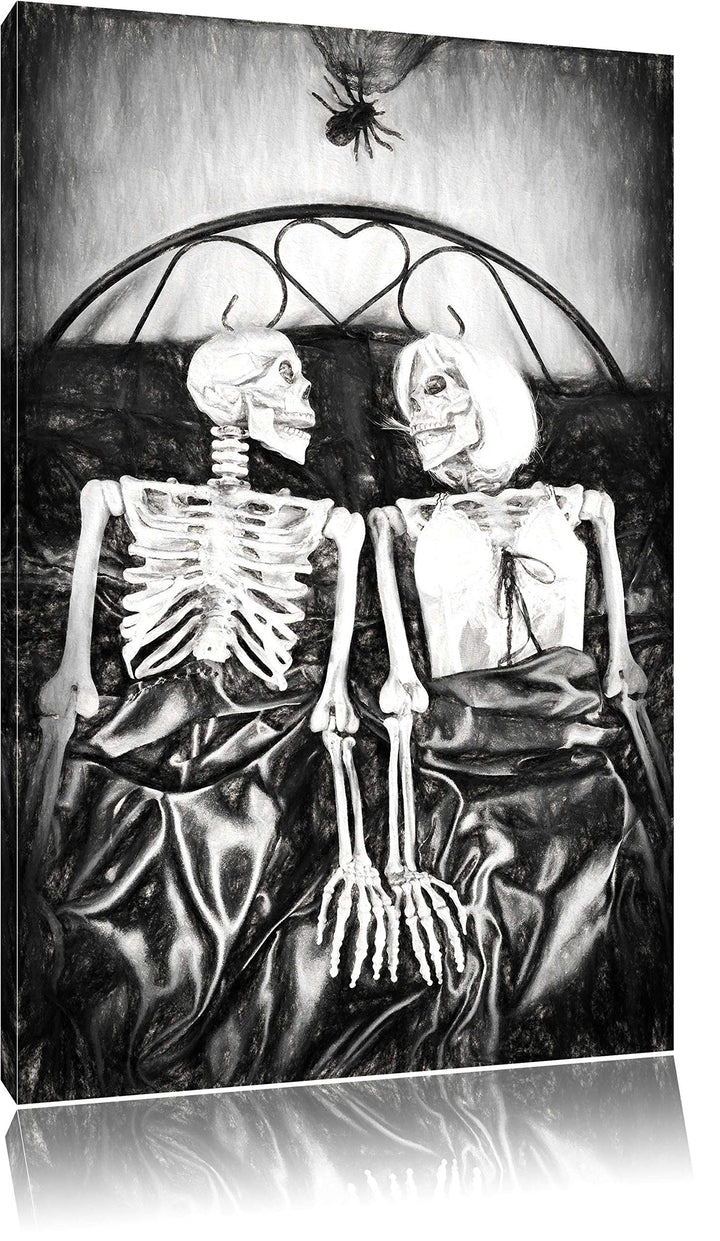 Horror Paar Kohle Effekt, Format: 100x70 auf Leinwand, XXL riesige Bilder fertig gerahmt mit Keilrah