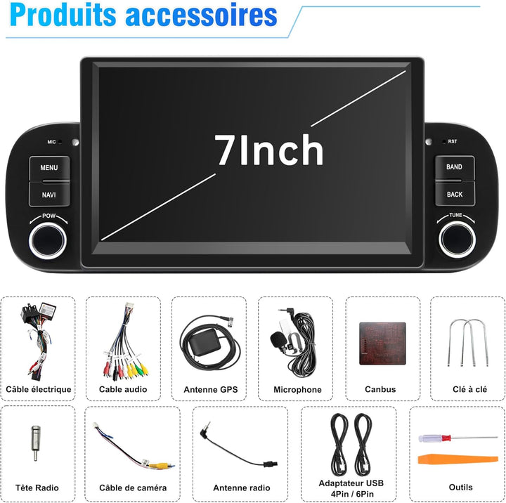 Autoradio für Fiat Panda 2013 2014 2015 2016 2017 2018 2019 2020, Android 13 2G+64G mit Wireless Car