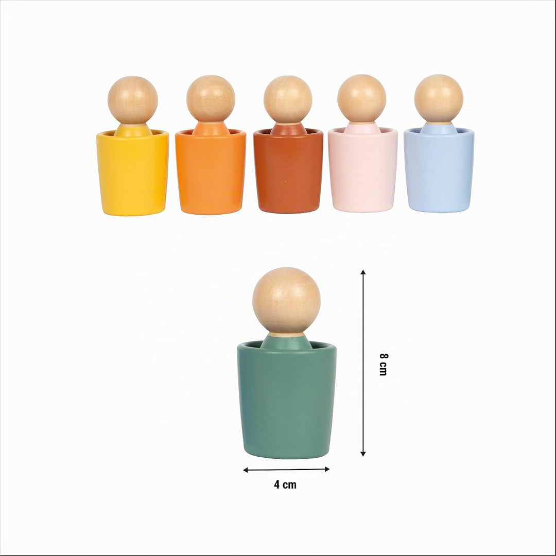 small Foot Montessori Sortierbecher mit Figuren, aus FSC® 100%-zertifiziertem Holz, Sortierspiel mit
