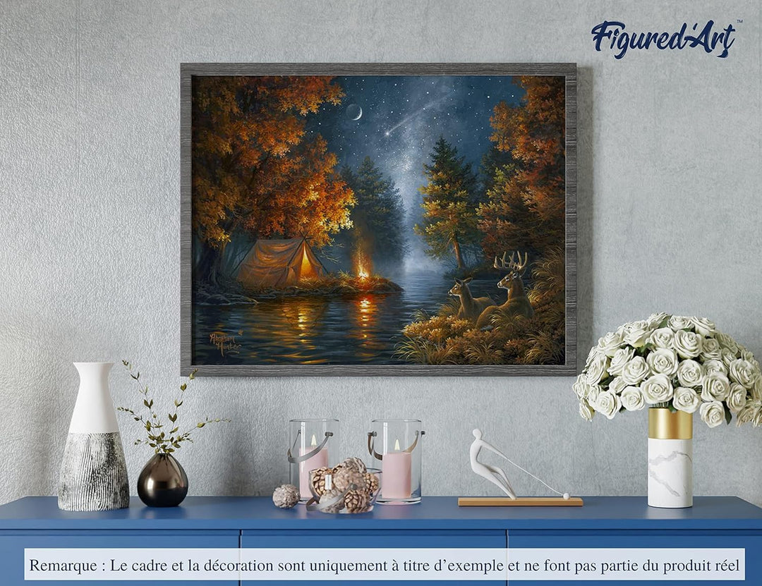 Figured'Art Malen Nach Zahlen Erwachsene Mit Rahmen Zelten unter dem Sternenhimmel - Paint by Number