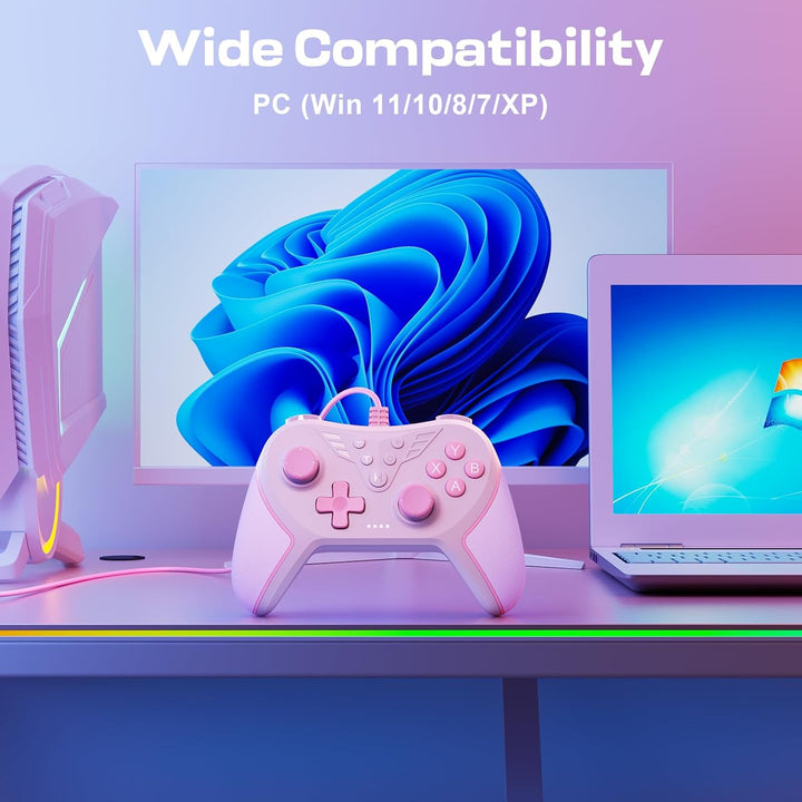 RivalPlay PC Controller mit 2-Tasten-Zuordnung, Kabelgebundener Joystick Controller Kompatibel für W