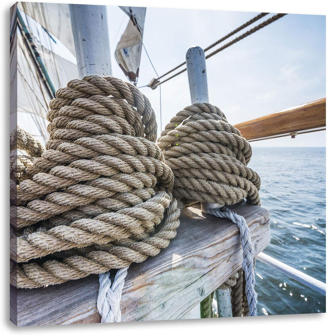 Pixxprint Tau auf einem Schiff 70x70cm Leinwandbild Wandbild Kunstdruck, 70x70
