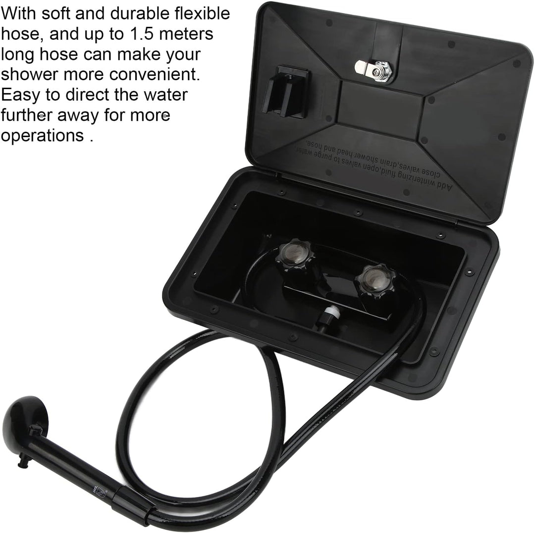 Qiilu Aussendusche für Wohnmobile Schwarzes ABS-Aussenduschen-Kit Aussendusche für Wohnmobile mit 2