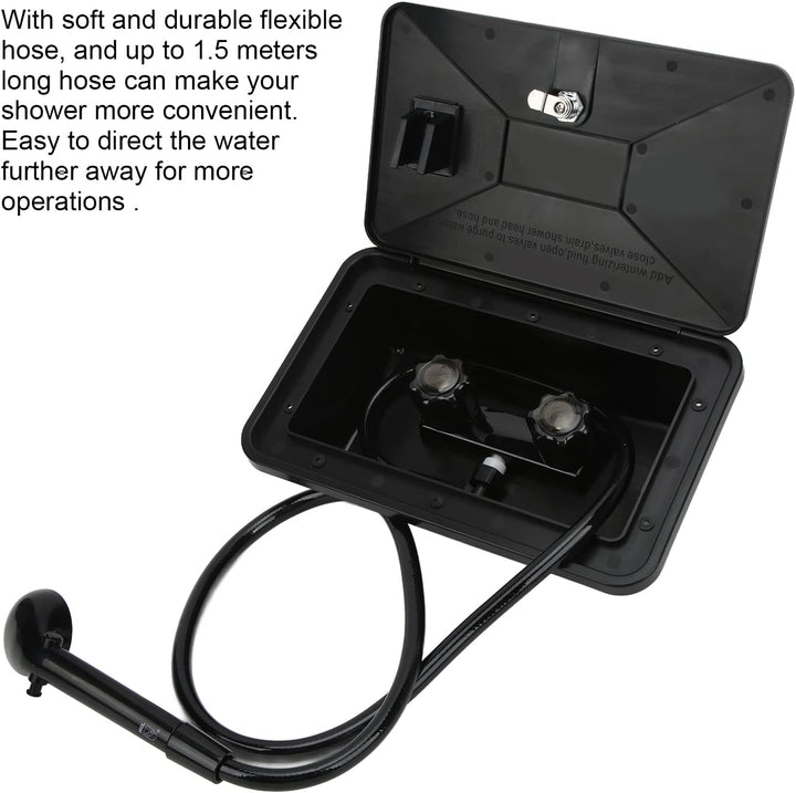 Qiilu Aussendusche für Wohnmobile Schwarzes ABS-Aussenduschen-Kit Aussendusche für Wohnmobile mit 2