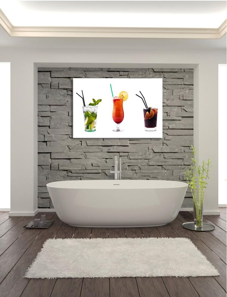 Pixxprint fruchtig frische Cocktails auf Leinwand, XXL riesige Bilder fertig gerahmt mit Keilrahmen,