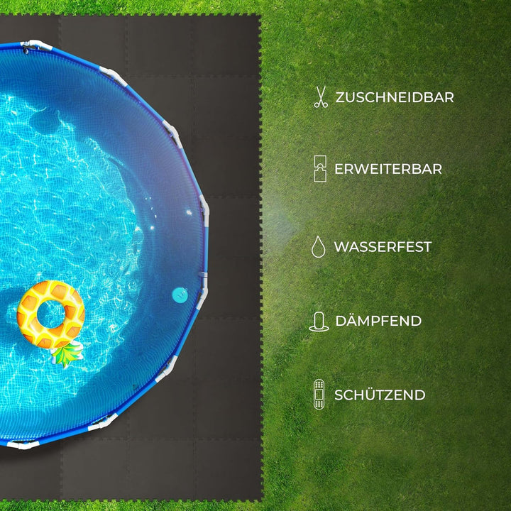 Pool-Bodenschutzmatte (Anthrazit), Unterlegmatte zum Schutz ihres Pools, 8 Stück (50x50x0,4 cm) - 2m