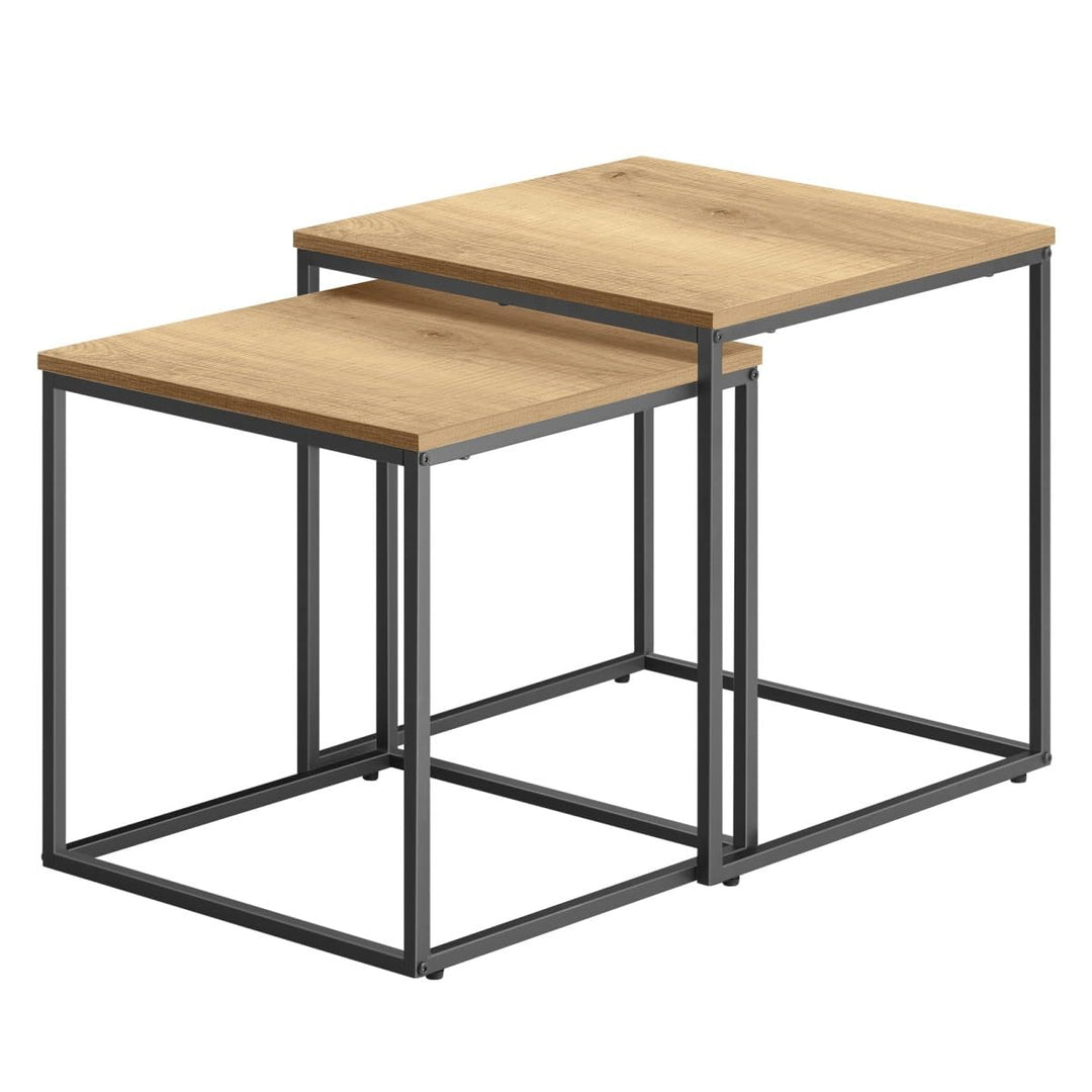 2er Set Couchtische – Quadratisch – Eiche Schwarz – Industrial Design – platzsparend Nesting Couchti