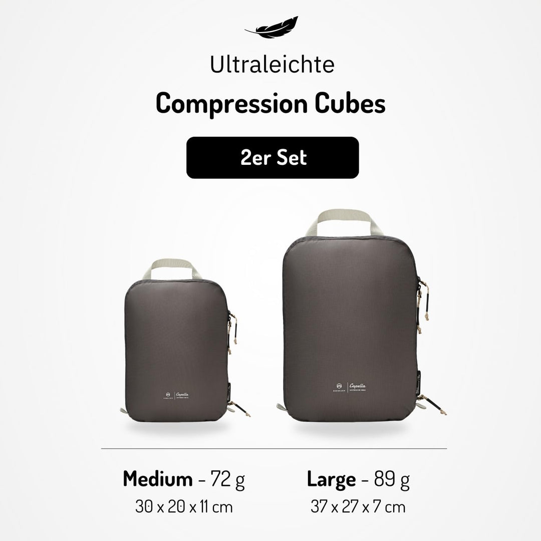 NORDKAMM® Profi-Packtaschen mit Kompression, Ultraleichtes Koffer-Organizer Set, Packing Cubes aus w