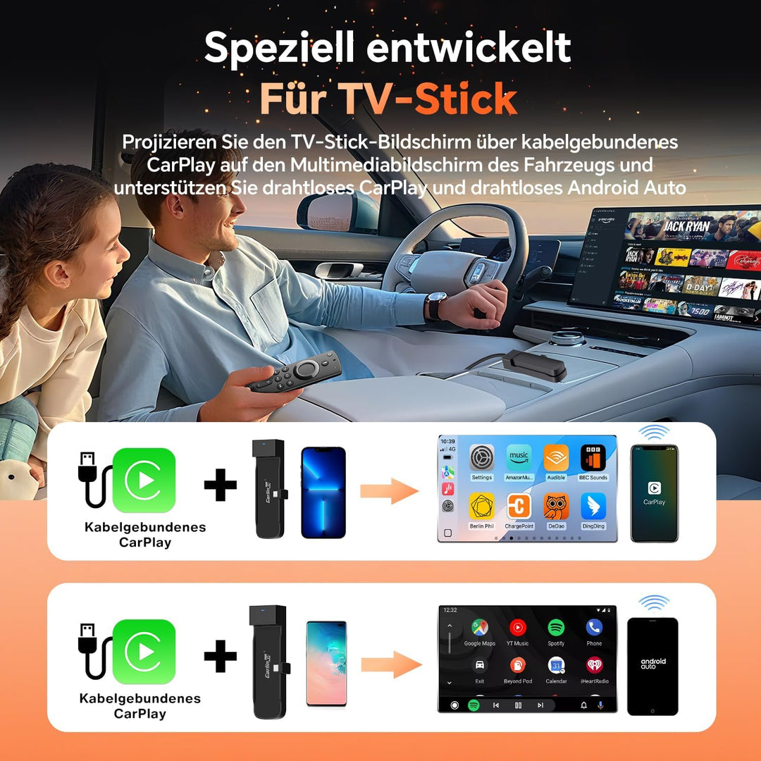 Carlinkit FireDrive Link Pro – TV-Stick-zu-CarPlay-Adapter, wandelt kabelgebundenes CarPlay in HDMI