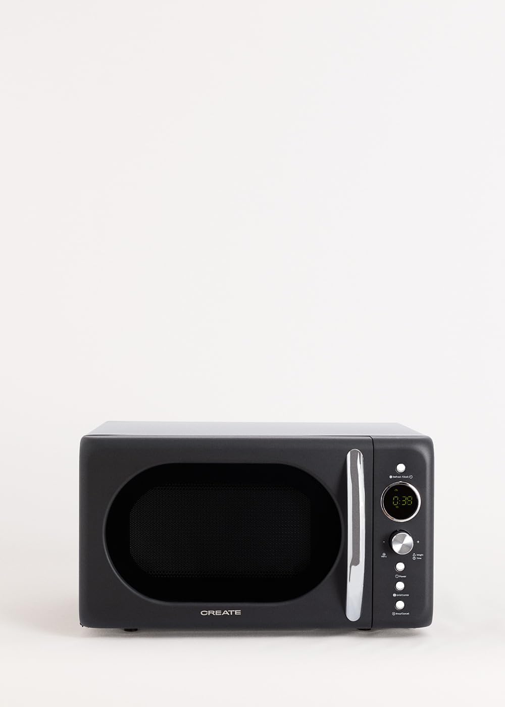 CREATE/MICROWAVE RETRO/Digitale Mikrowelle mit Grillfunktion Schwarz/Retro-Stil, 20 l Fassungsvermög