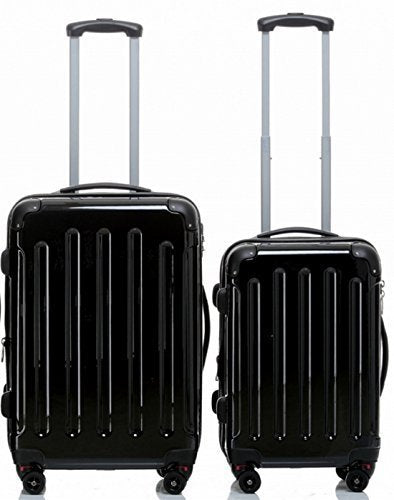 TOP-Preis - Hartschalen-Trolleyset 2-teilig 65 + 55 cm, 4 Rollen, Dehnfalte, Farbe: schwarz, Trolley