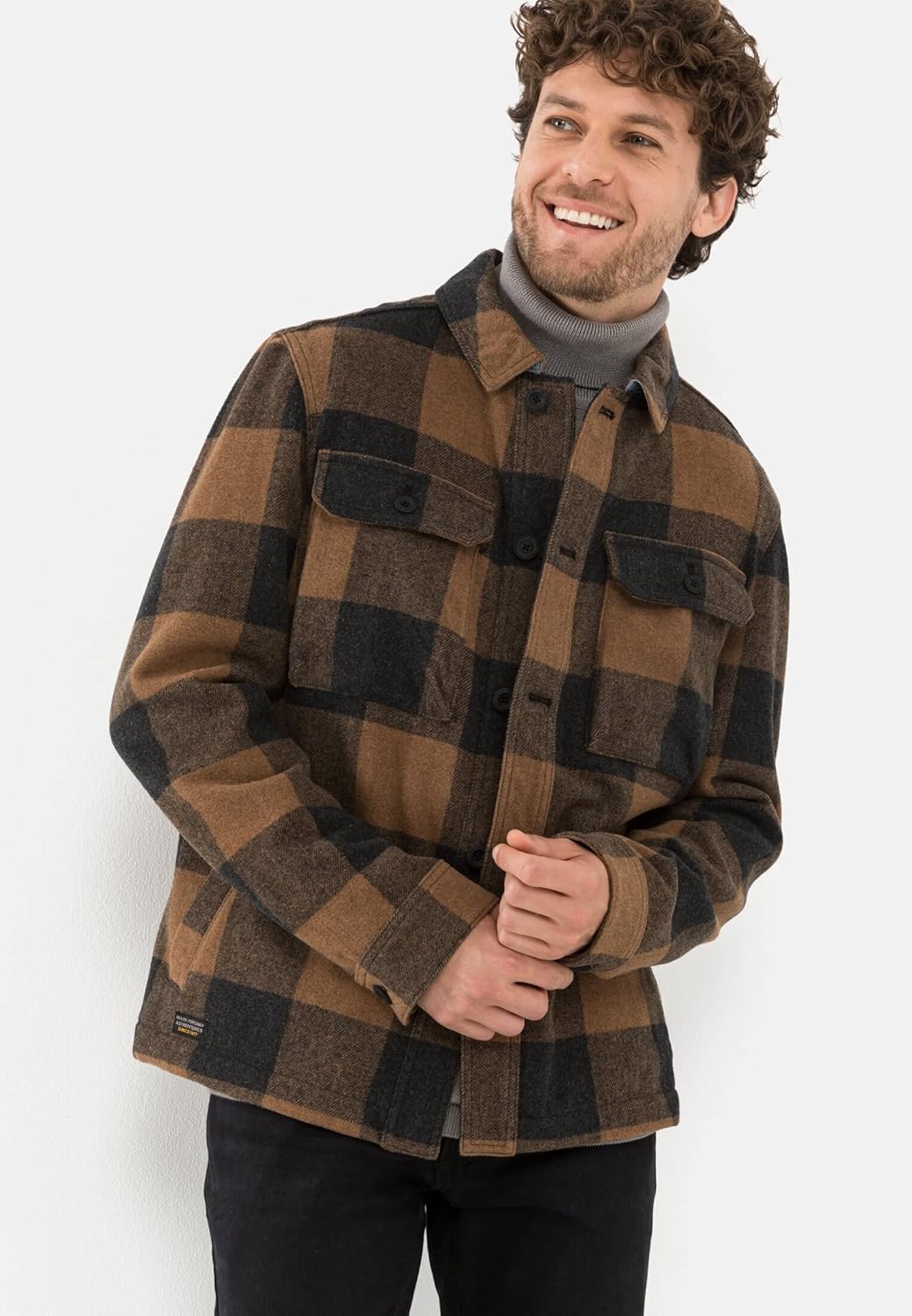 camel active Herren Indoorjacke aus einer Wollmischung 56 Grau-rost, 56 Grau-rost