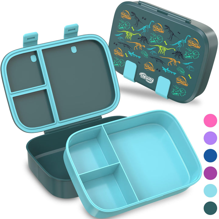 Brotdose Kinder mit Fächern - Bento Box Lunchbox BPA Frei - robust & leicht zu öffnen (Dino), Dino