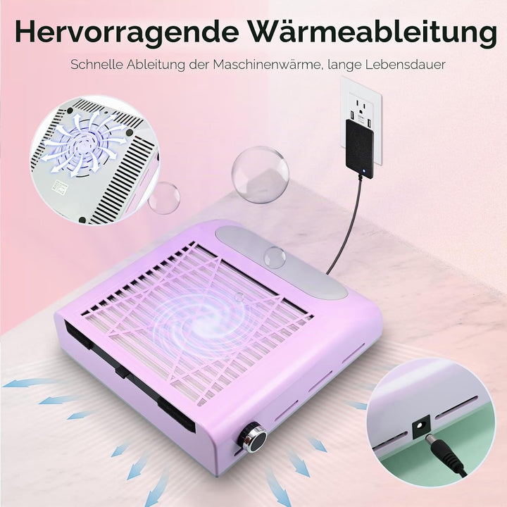 80W Nagelstaubsauger mit Wiederverwendbarem Filter und Bürste, Leistungsstarker Staubabsaugung für N