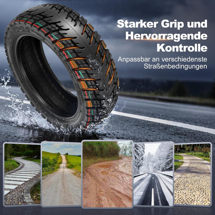10x2,7-6,5/10x2,75-6,5 Off-Road Tubeless Ersatzreifen für KuKirin G3/Kukirin G2 Master(2025)/Smartgy