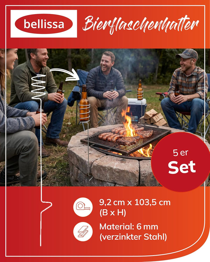 bellissa 5er Set Bierflaschen-Halter – innovativer Getränkehalter Ständer - Halterung für die Bier-F