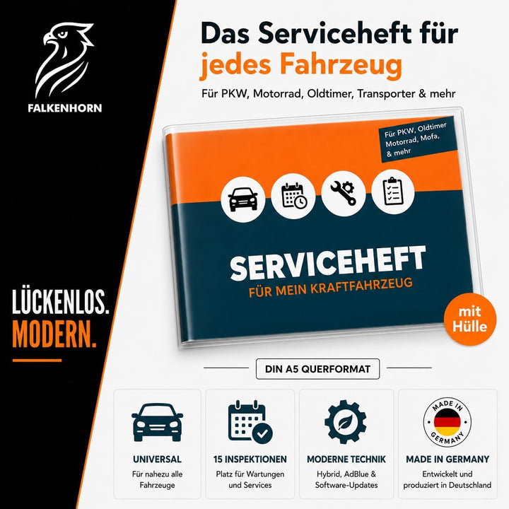 Serviceheft Auto inkl. Hülle | Universal Scheckheft, Inspektionsheft &amp; Wartungsheft für KFZ, PKW, Ol