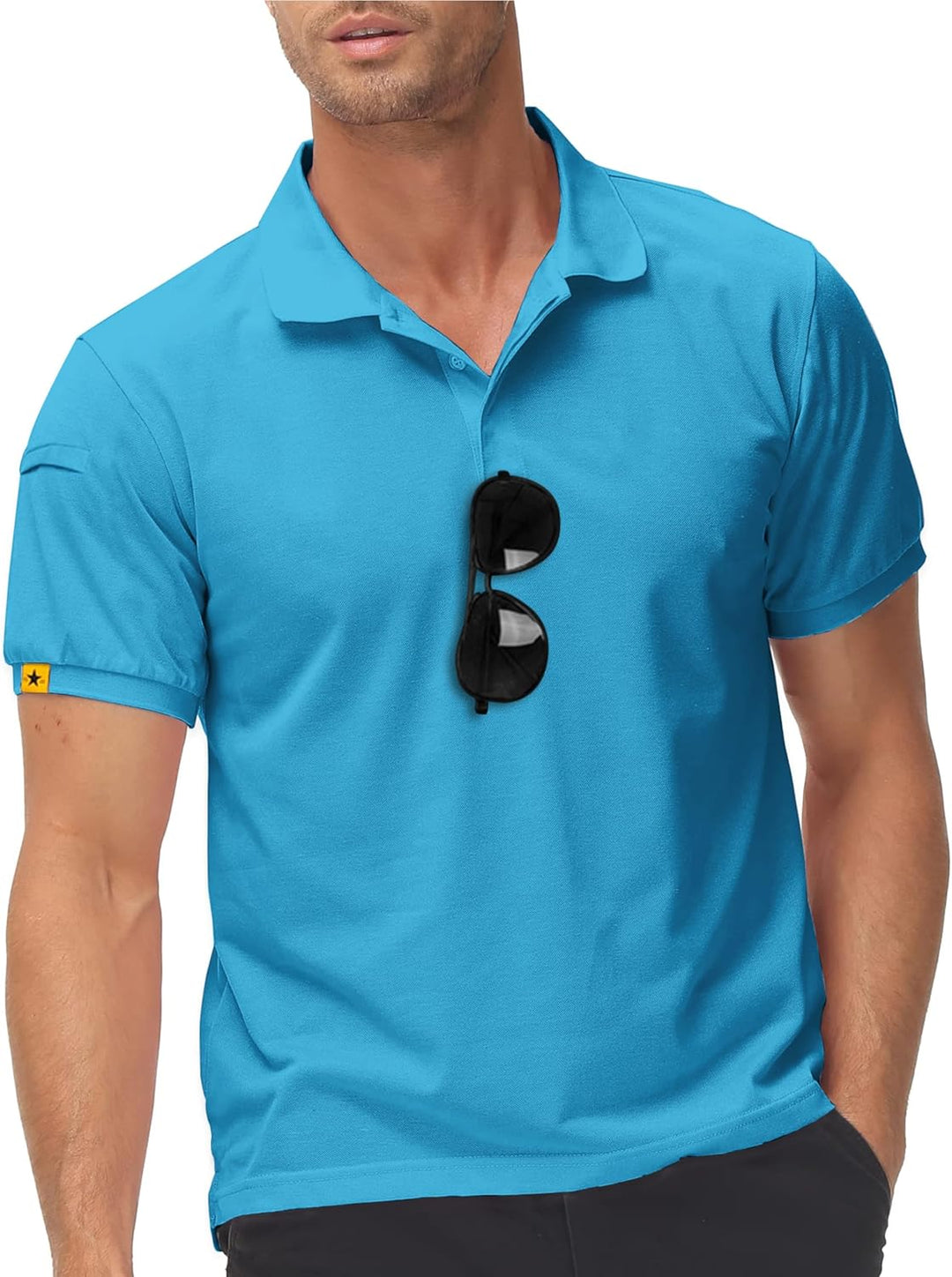 igeekwell Poloshirt Herren Kurzarm Atmungsaktives Golf Polo Hemd Summer Poloshirts Männer mit Brille